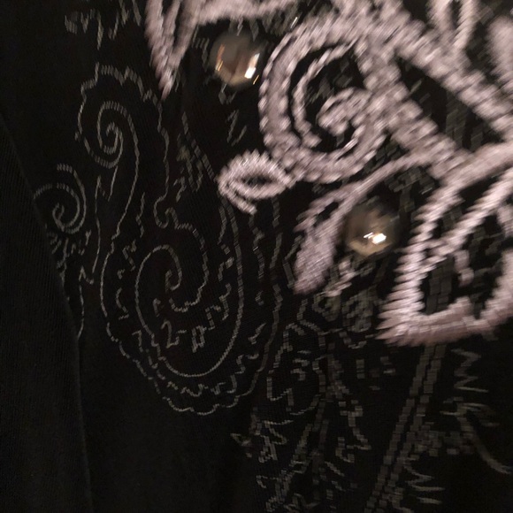 Chico’s black embroidered & embellished top sz 2 - Formal Wear Wedding NWT - Picture 3 of 5